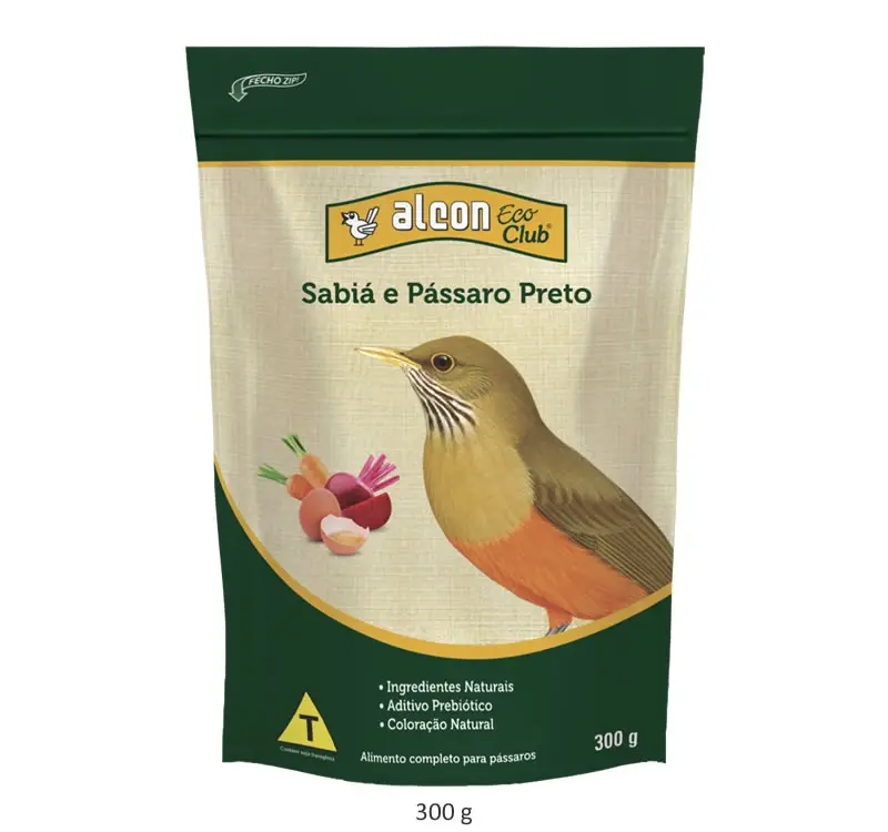 Todas as apresentações de embalagens Alcon Eco Club Sabiá e Pássaro Preto
