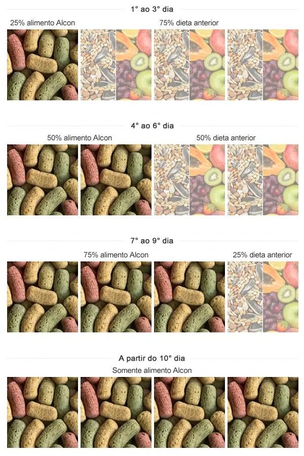Imagem da tabela de transição de sementes para o Alcon Eco Club Psita Sticks